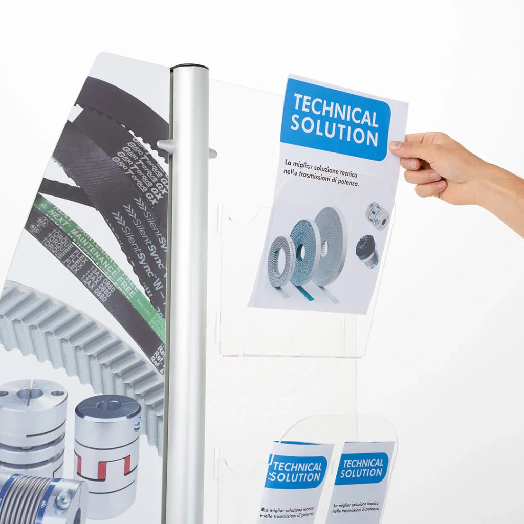 Espositore con 4 vaschette A4 e vela