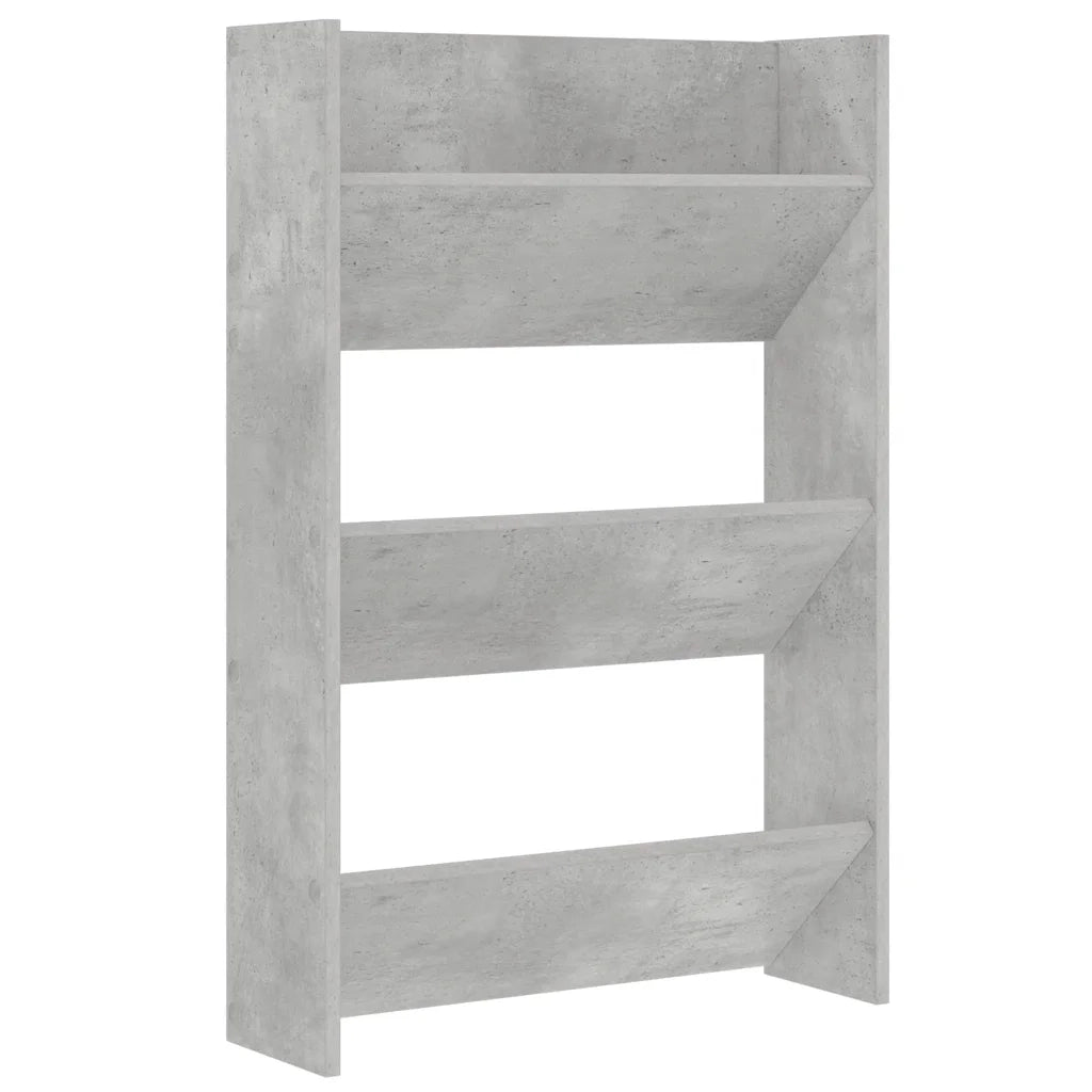 Scarpiere Muro 2pz-Set di 2 Scaffale per scarpe Grigio Cemento 60x18x90cm Legno Multistrato