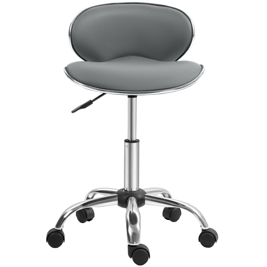 Sgabello da lavoro con rotelle e schienale ¨C Xylo ¨C altezza regolabile 44-56 cm, girevole 360¡ã, grigio