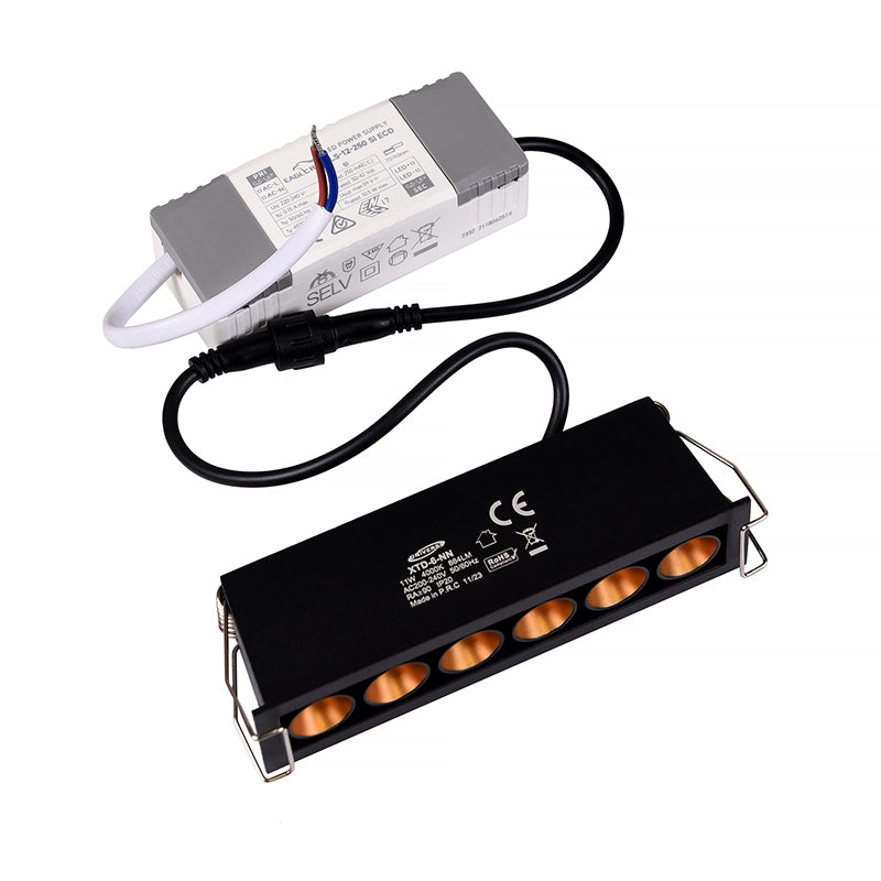 FARETTO LED RETTANGOLARE NERO DA INCASSO 11W PER CONTROSOFFITTI - ILLUMINAZIONE NATURALE DI ALTA QUALITA'