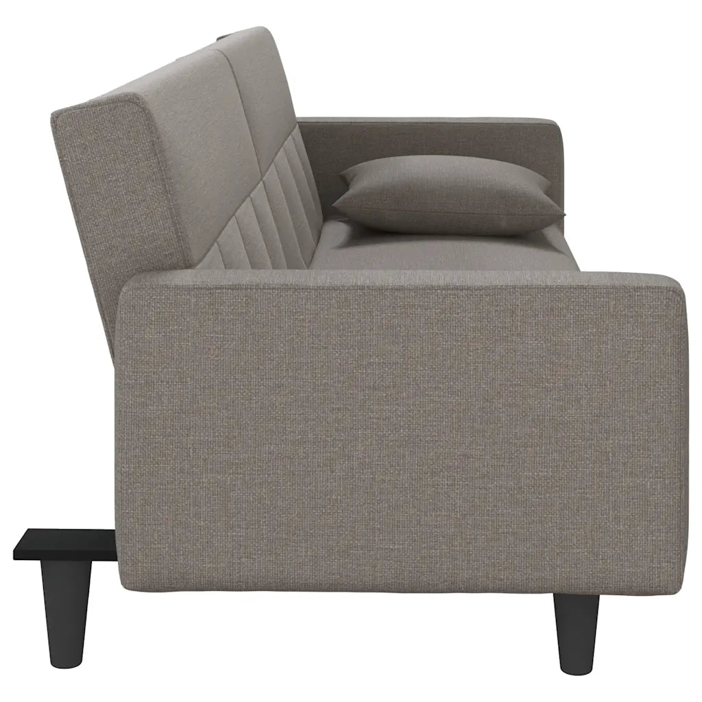 Divano Letto con Cuscini Tortora in Tessuto 351880