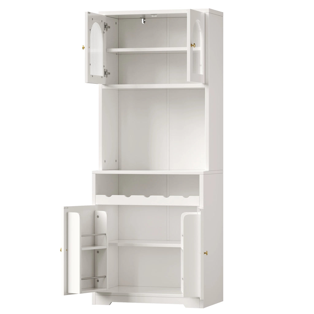 Credenza da cucina con ante; ripiani regolabili e LED RGB; per cucina; bianca