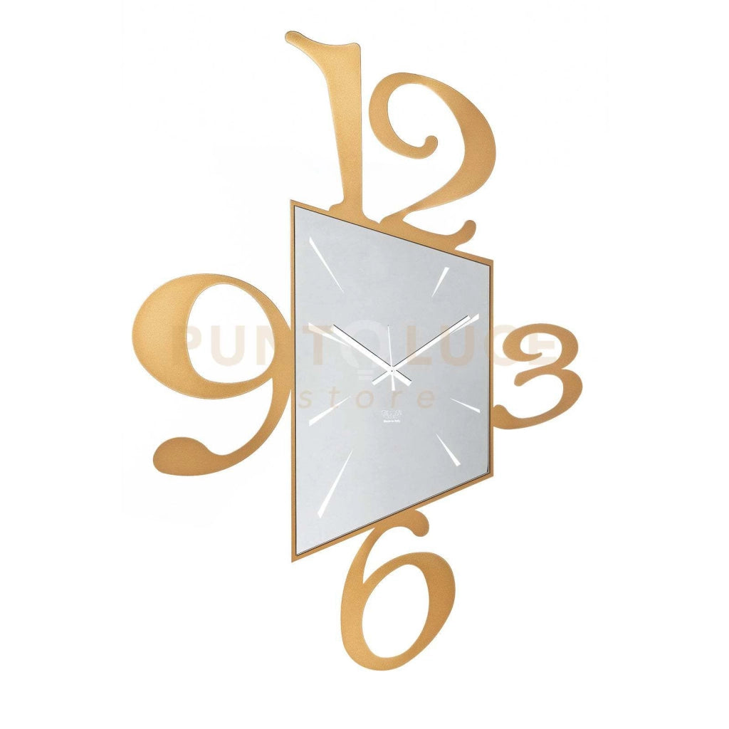 orologio da muro geometrico big prospettiva Oro laccato in Ferro 70x100cmh