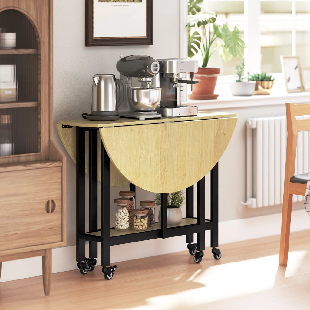 Tavolo da pranzo pieghevole con ruote e ripiano integrato ¨C Xylo ¨C 4 persone 100x100x75 cm quercia
