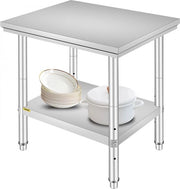 Tavolo da Cucina per Ristoranti in Acciaio Inossidabile 24x30 cm con Spazio di Deposito per Cibo