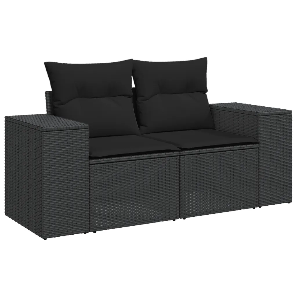 Set Divani da Giardino con Cuscini 7pz Nero Polyrattan 3222894