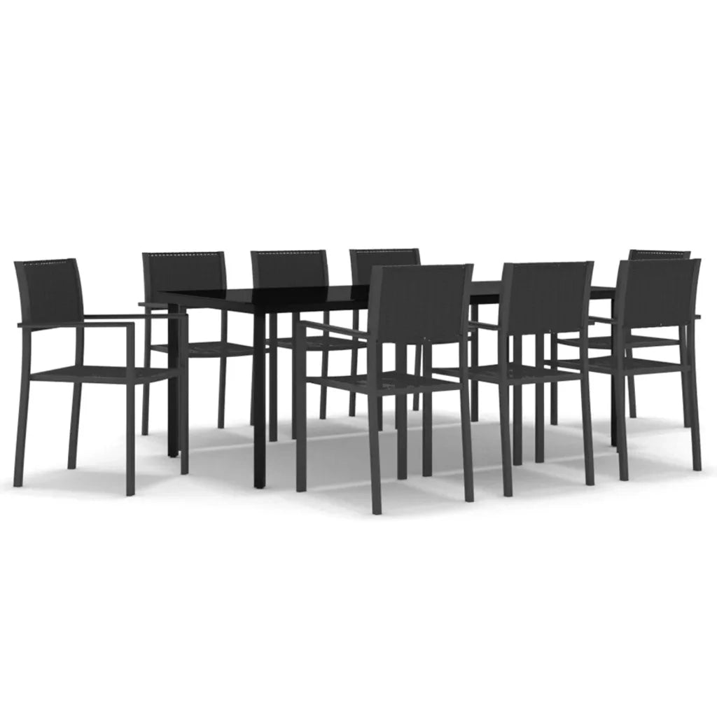 Set da Pranzo da Giardino 9 pz Nero 3099268