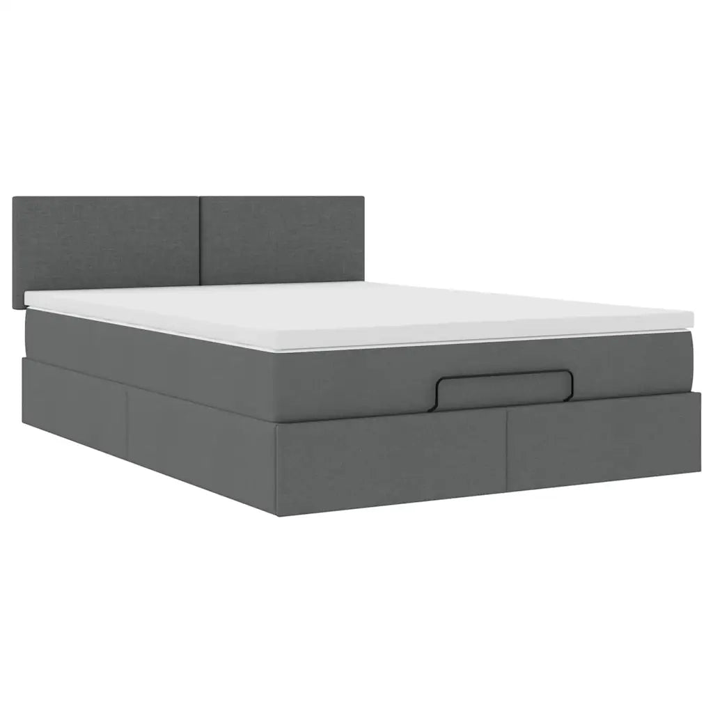 Pouf Letto con Materasso e LED Grigio Scuro 140x200 cm 3312230
