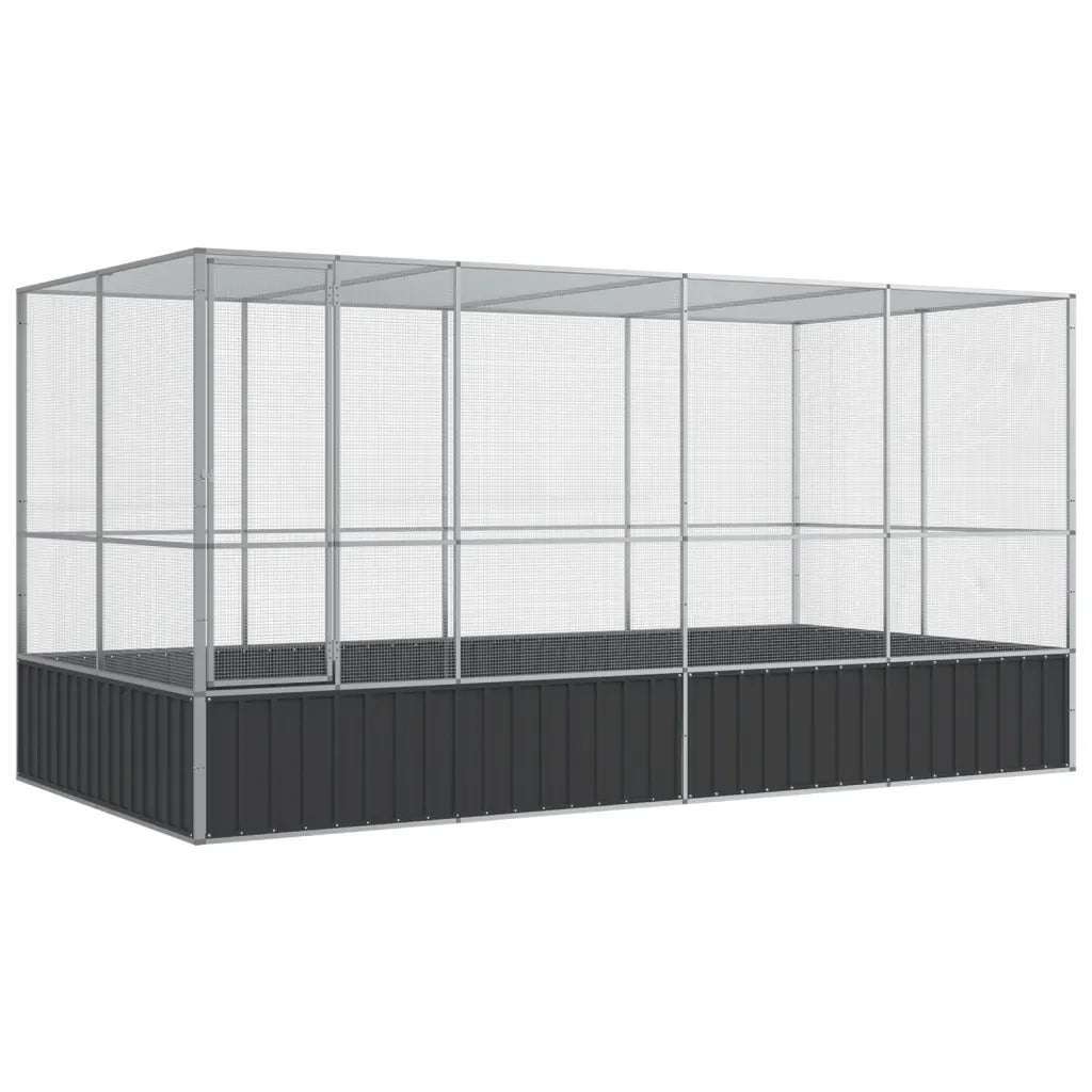 Voliera con Estensione Argento 418x207x212 cm Acciaio