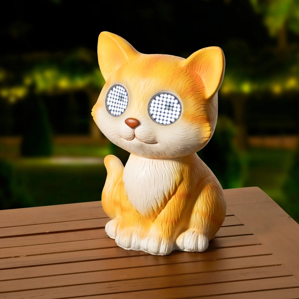LAMPADA SOLARE GATTO H22,5CM BIANCO FREDDO
