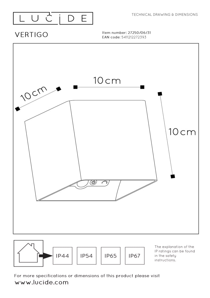 Applique esterno Lucide Vertigo bianco LED 6W IP54