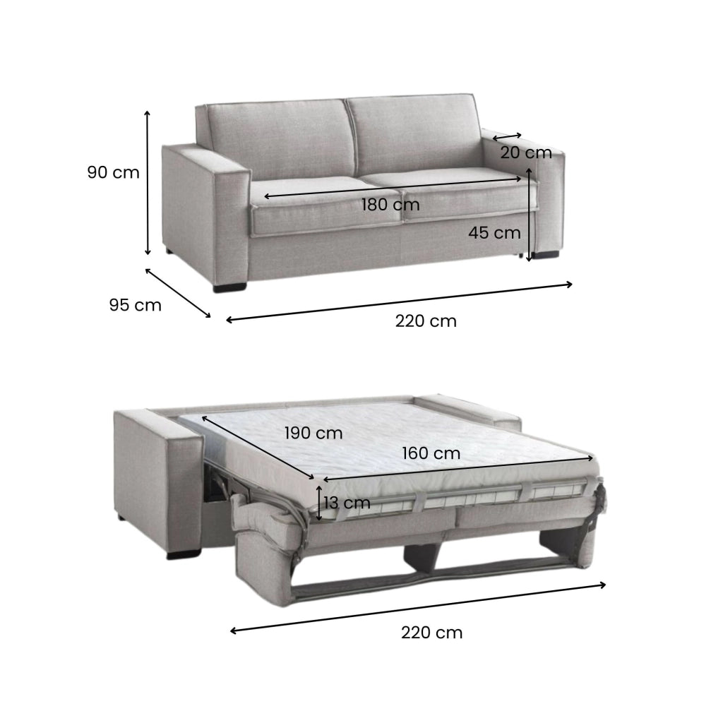 Divano Letto Asteroide, Divano a 3 posti, Made in Italy, Sofà\  Soggiorno con apertura girevole, in tessuto imbottito, con Braccioli standard, cm 220x95h90, Grigio