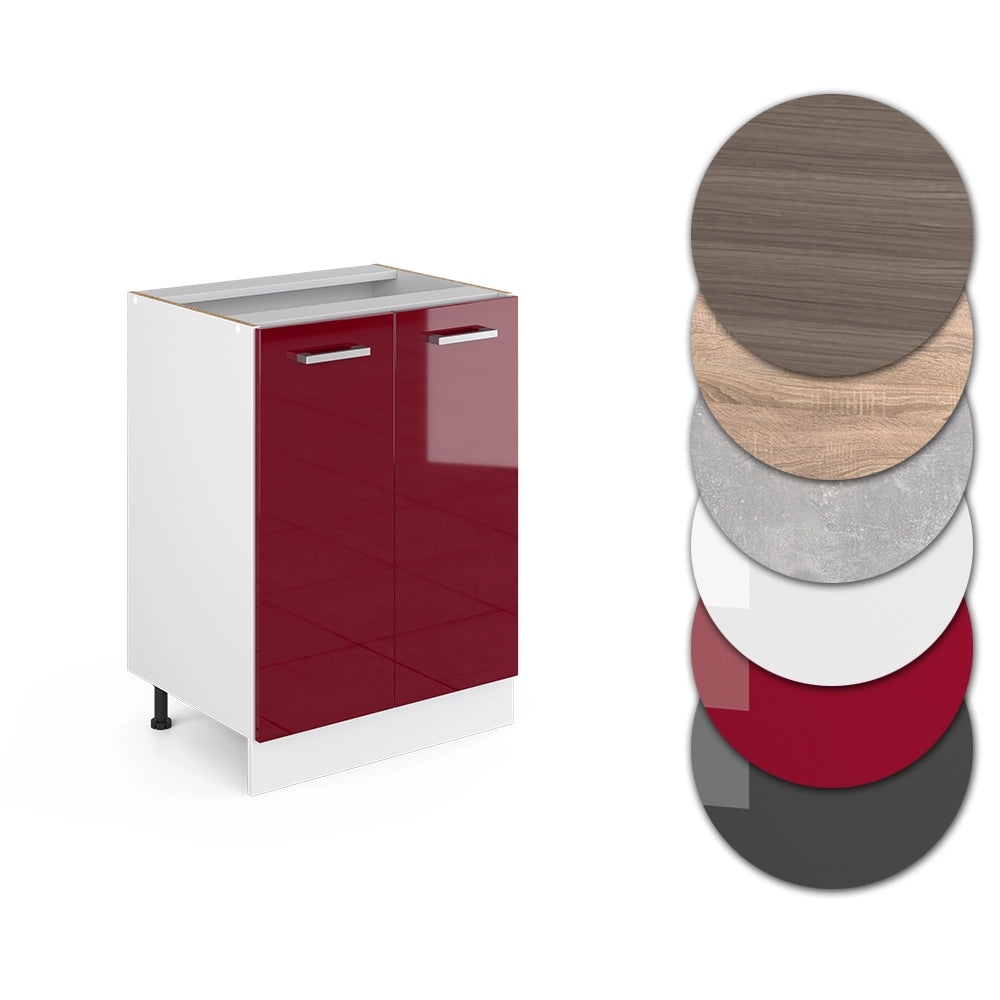 Mobiletto base cucina R-Line Rosso lucido/Bianco 60 cm, PL Antracite Vicco