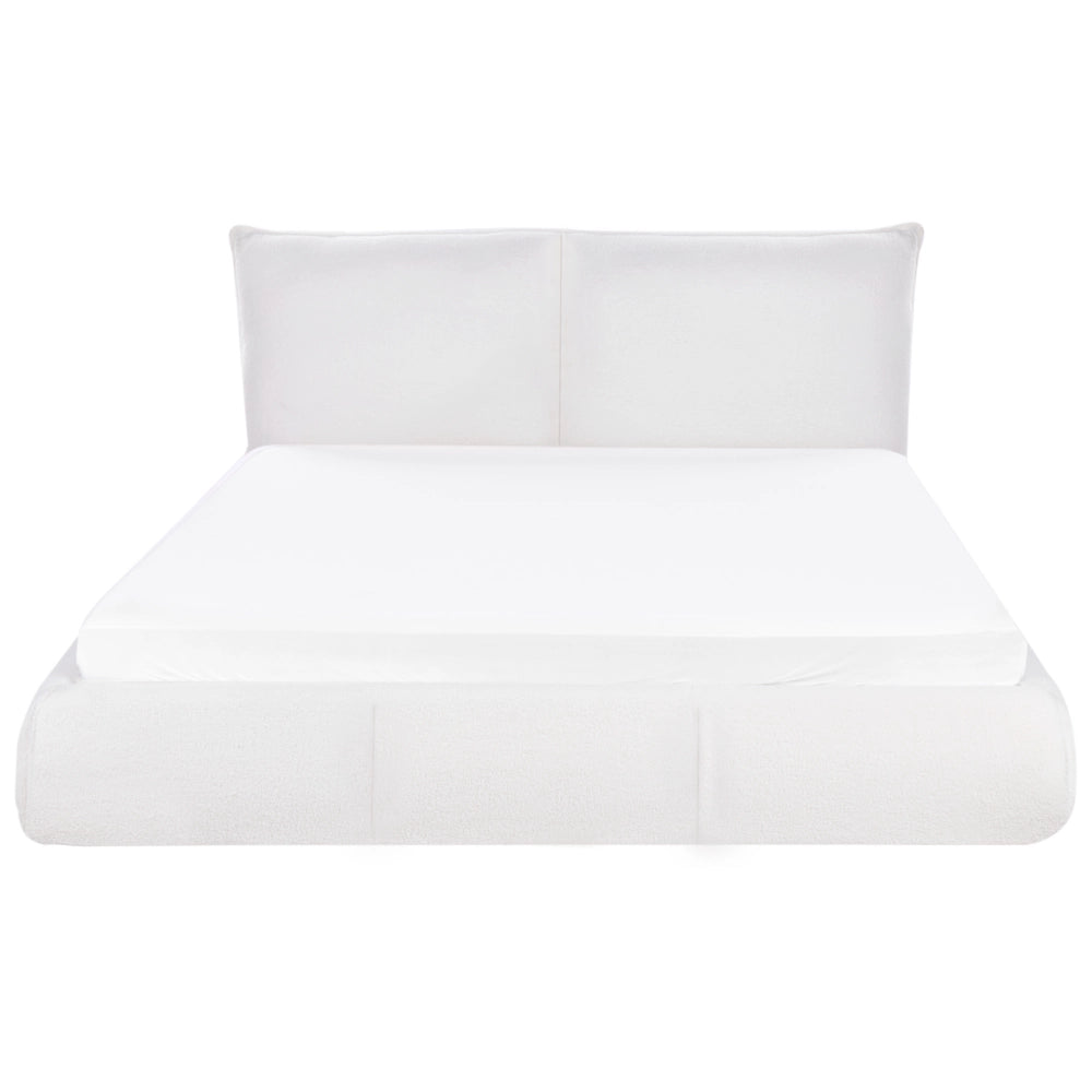 Letto matrimoniale ad acqua imbottito in tessuto boucle bianco 160x200 cm stile classico camera da letto