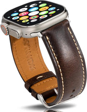 Cinturino orologio in pelle - Compatibile con Apple Watch 38/40/41/42/44/45/49 mm - Resistente alla sudorazione - Duraturo - Pelle di alta qualità italiana - Spilla in acciaio inossidabile - Cinturino orologio