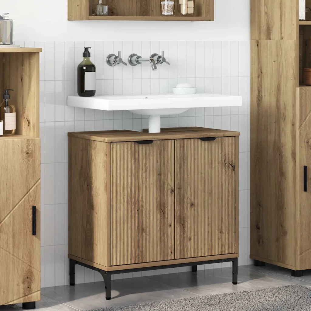 Armadio per Lavabo da Bagno con porta Rovere artigianale 883423
