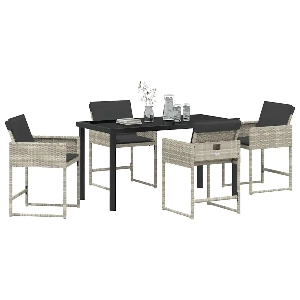 Set da Pranzo per Giardino 5 pcs Grigio chiaro polyrattan 3380734