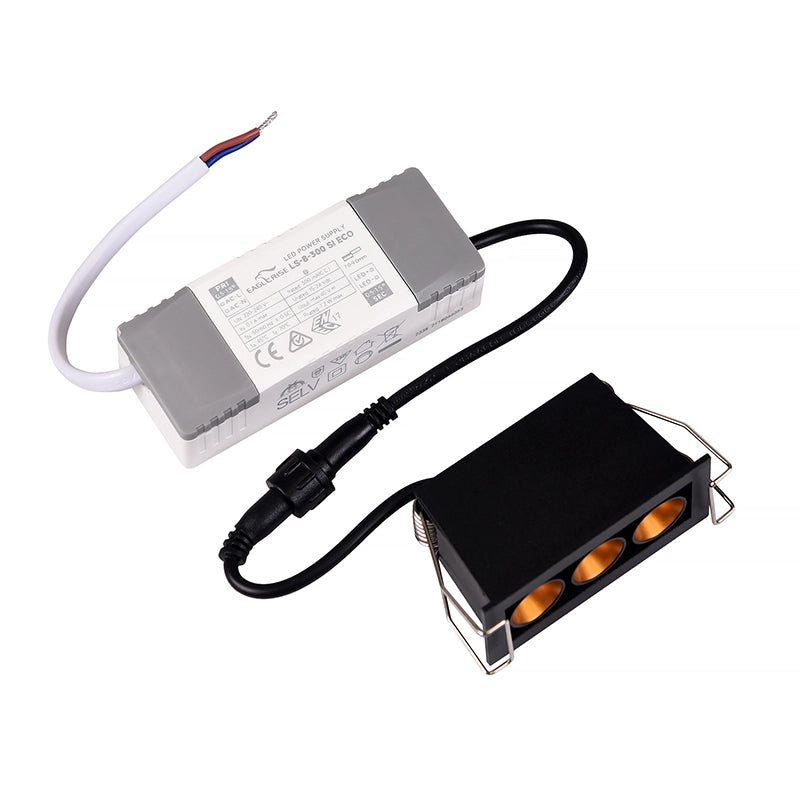 FARETTO LED RETTANGOLARE NERO DA INCASSO PER CONTROSOFFITTI 6W LUCE 6000K CON CONO DI PROIEZIONE IN BRONZO - ILLUMINAZIONE AD ALTA EFFICIENZA ENERGETICA