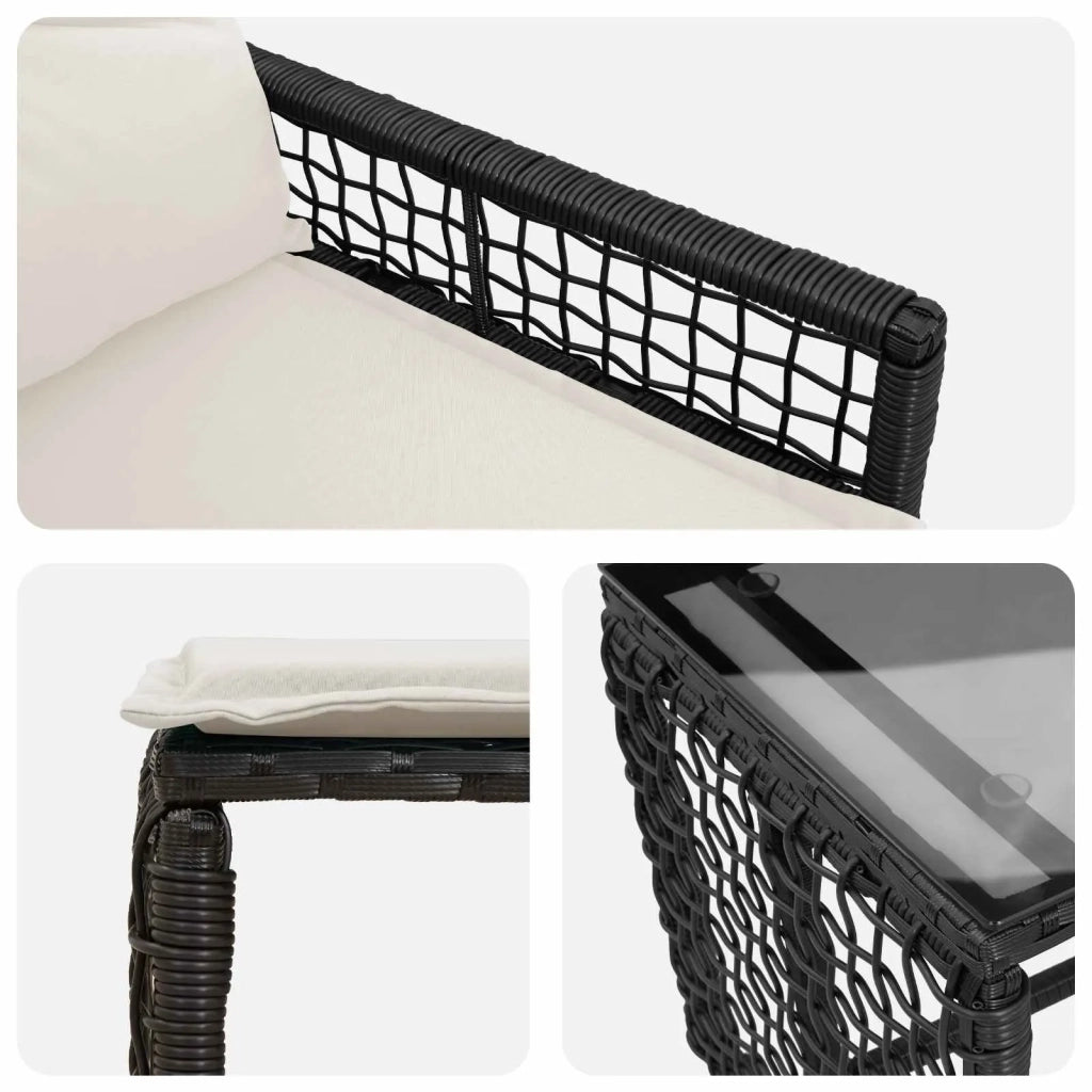 Set di Mobili da Esterno con cuscino 5 pcs Nero e Bianco 42025170