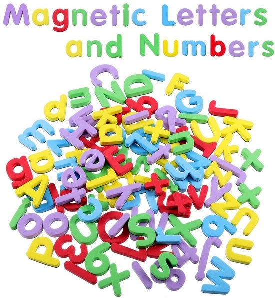 Lettere Magnetici 108 Pezzi - Lettere Maiuscole e Minuscole - Numeri - Giocattolo Educativo - Giocattolo Sensoriale - Materiale EVA Multicolore