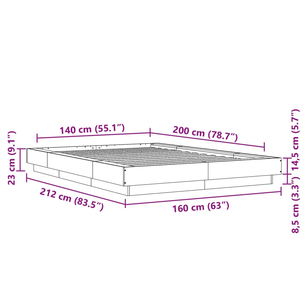 Giroletto Grigio Sonoma 140x200 cm in Legno Multistrato 3281194