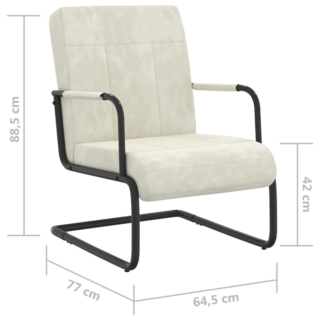 Sedia a Sbalzo Bianco Crema in Velluto 325797