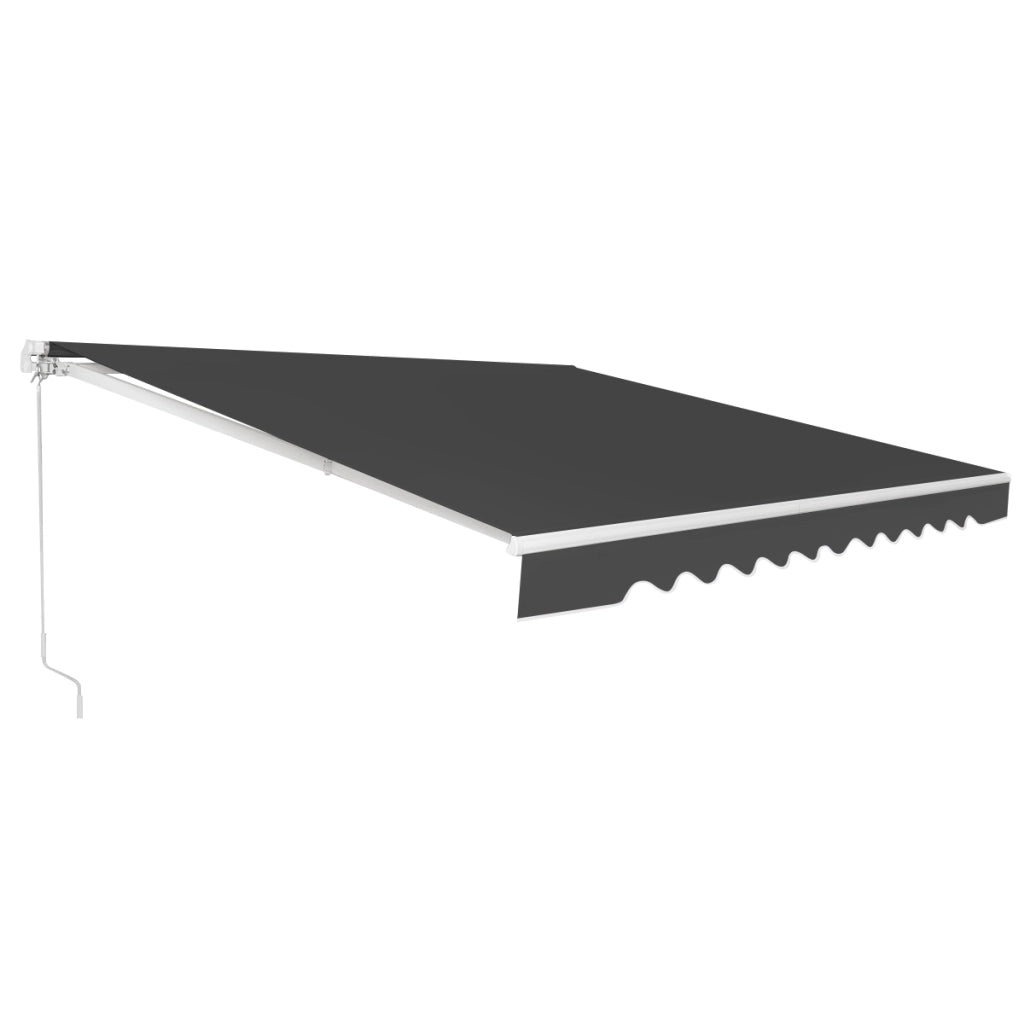 Tenda da sole retrattile, Tenda in alluminio con manovella e poliestere impermeabile, Grigio-Tende parasole