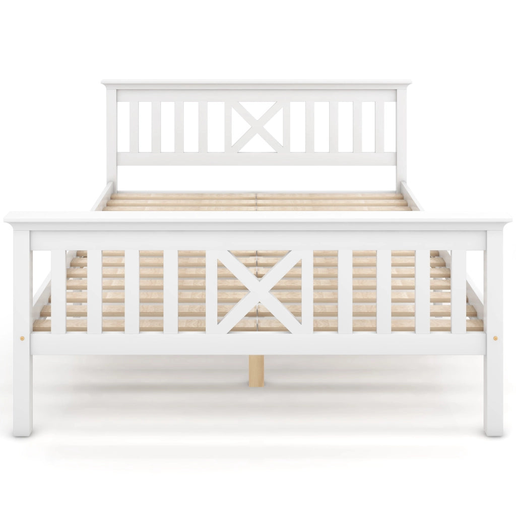Letto matrimoniale in legno composto da struttura con rete a doghe, letto in legno con testiera - 140 x 200 cm, pino massello, letto per bambini, lett