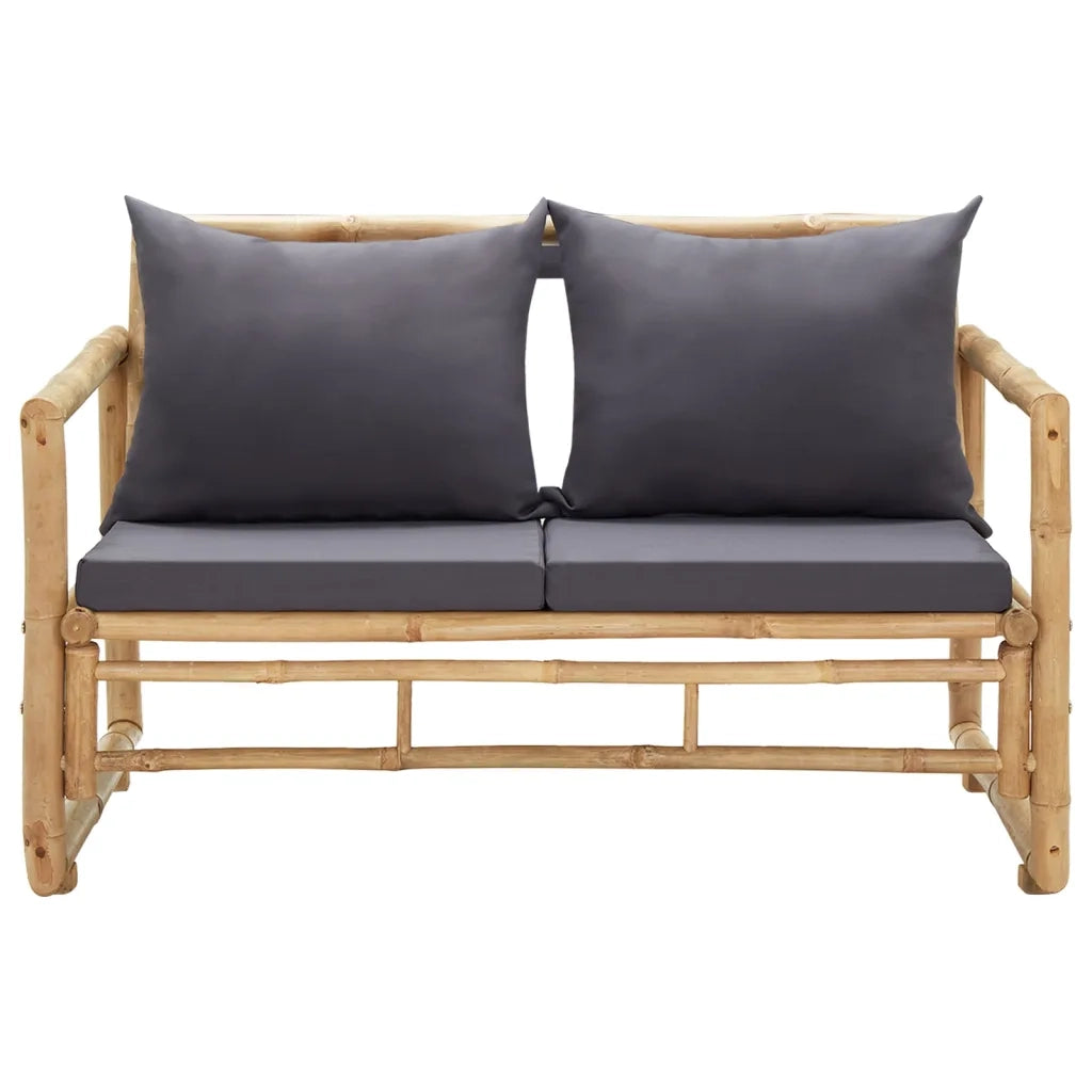 Panca da Giardino con Cuscini 115 cm in Bambù 315597