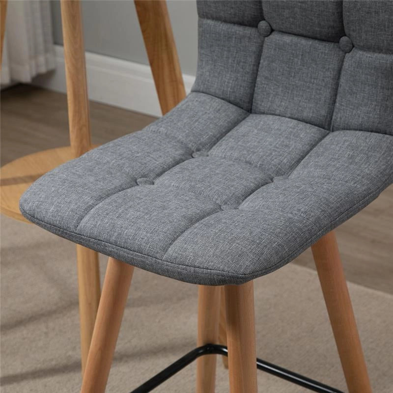 SET 2 SGABELLI CON SEDUTA IMBOTTITA IN TESSUTO E GAMBE IN LEGNO GRIGIO