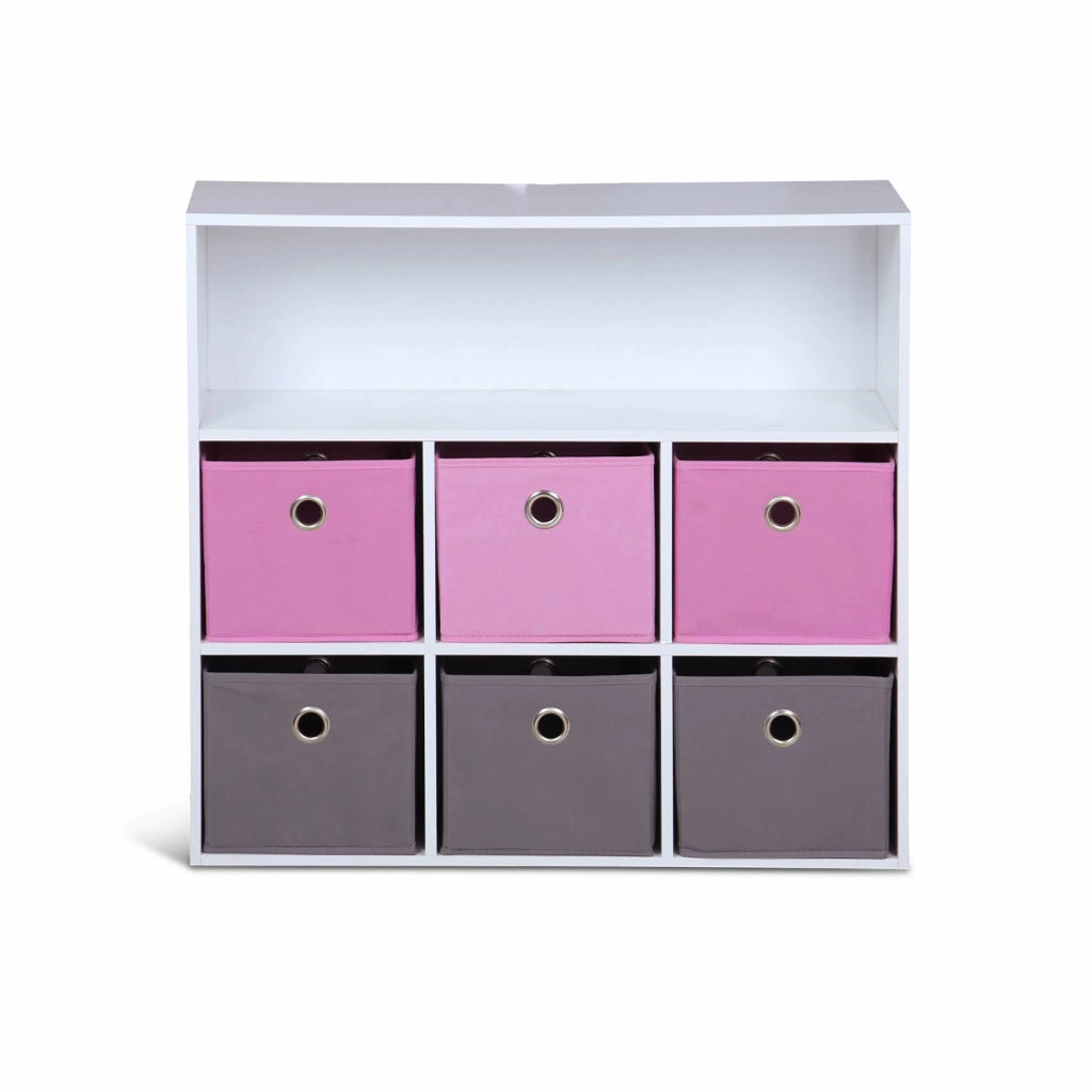Armadio contenitore per cameretta dei bambini con 6 cestini, rosa