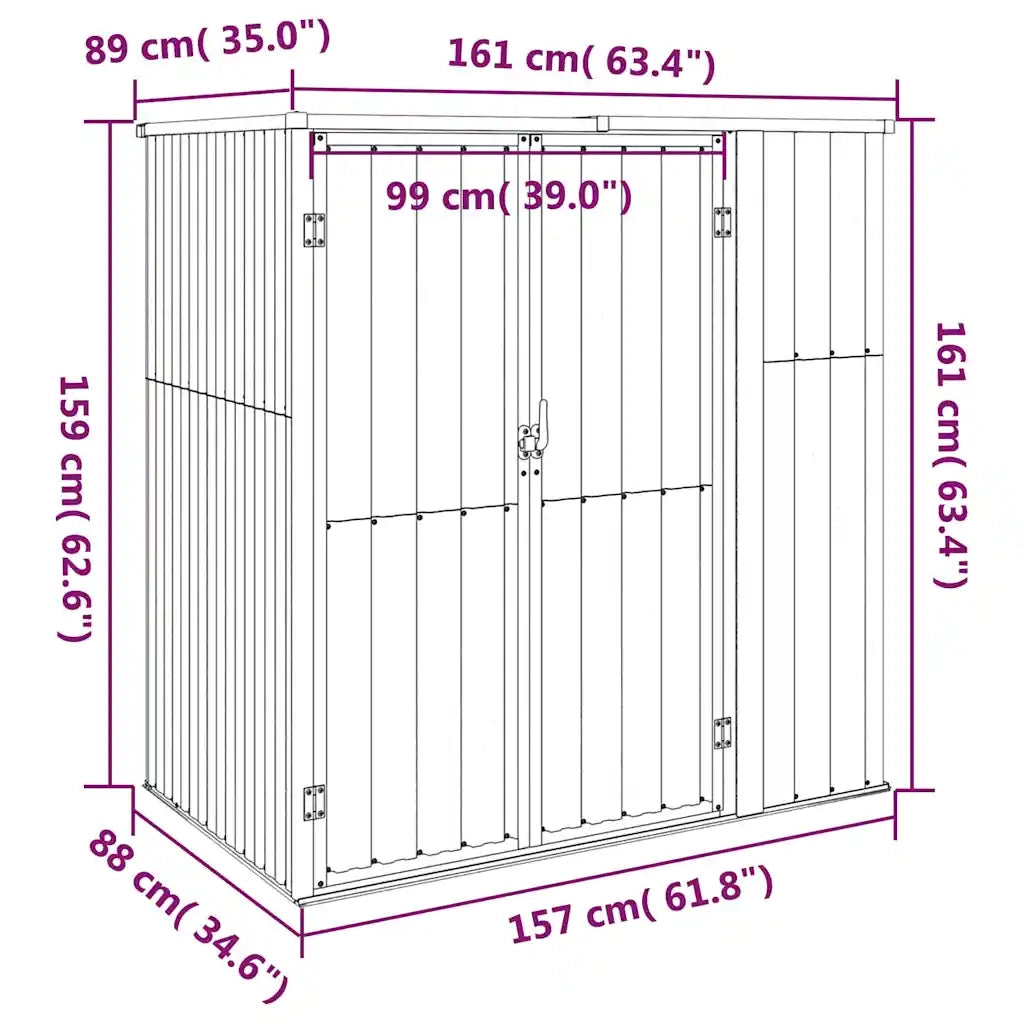 Capanno per Attrezzi Marrone 161x89x161 cm in Acciaio Zincato CFW5851367