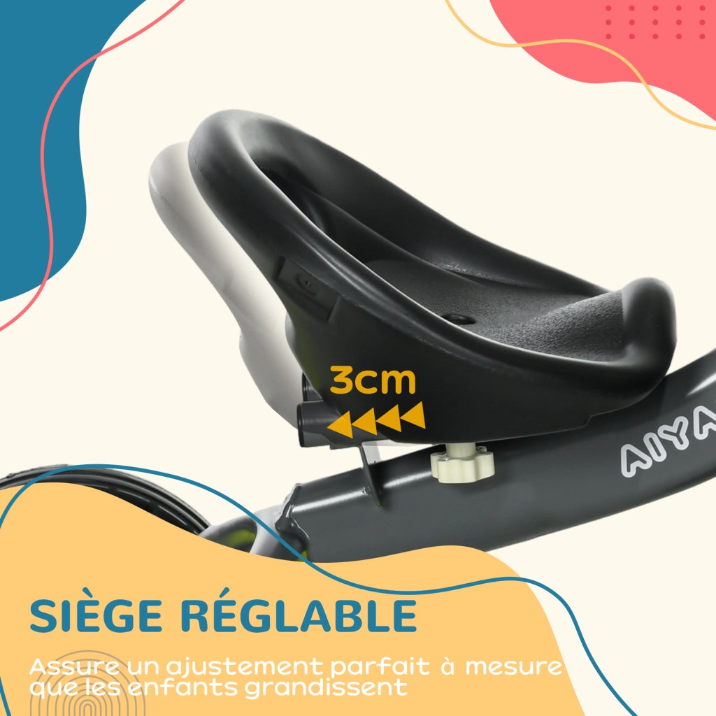 Triciclo con campanello e cestino sellino regolabile con schienale ¨C Xylo ¨C nero 2-5 anni