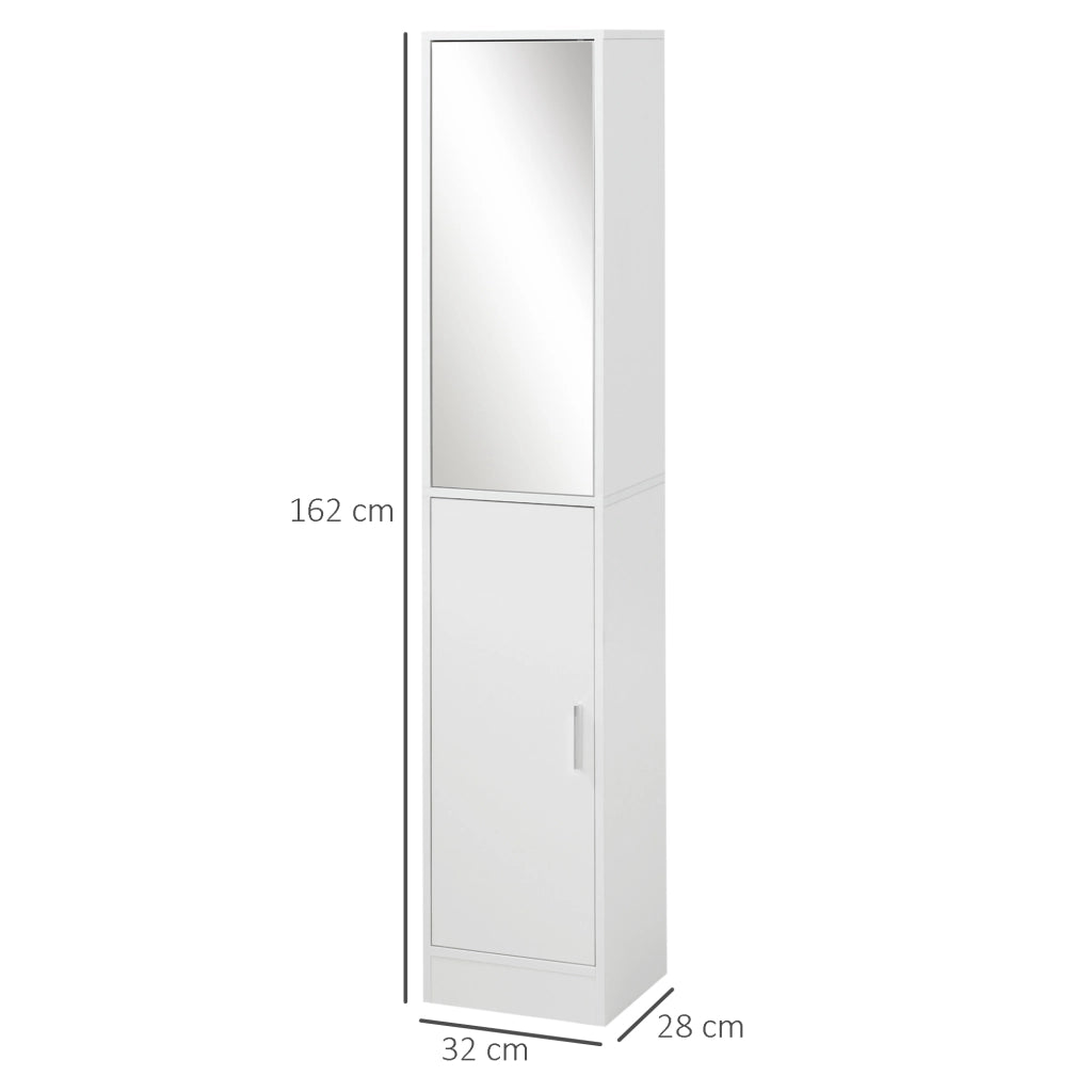 Mobile Colonna Bagno 5 Ripiani ¨C Xylo ¨C Bianco Legno Specchio 32x28x162 cm