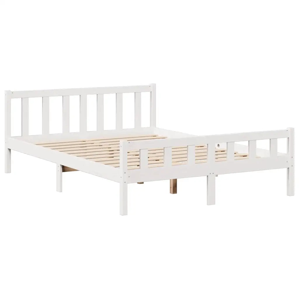Letto Libreria senza Materasso Bianco 150x200 cm Legno di Pino 3322175