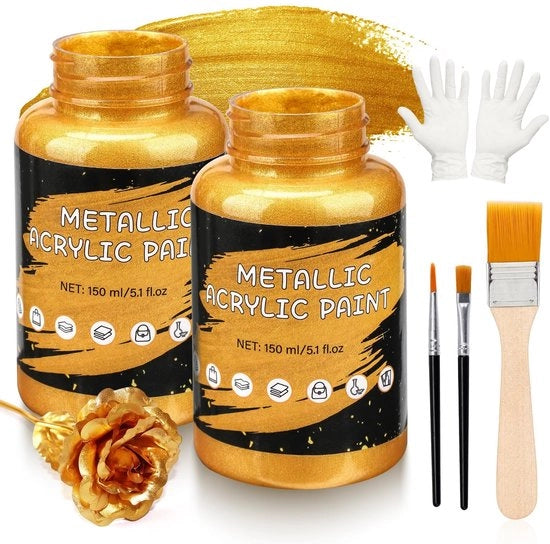 Acquamarine Metallic Giallo 300ml - Pittura Acquaforte per Progetti Creativi