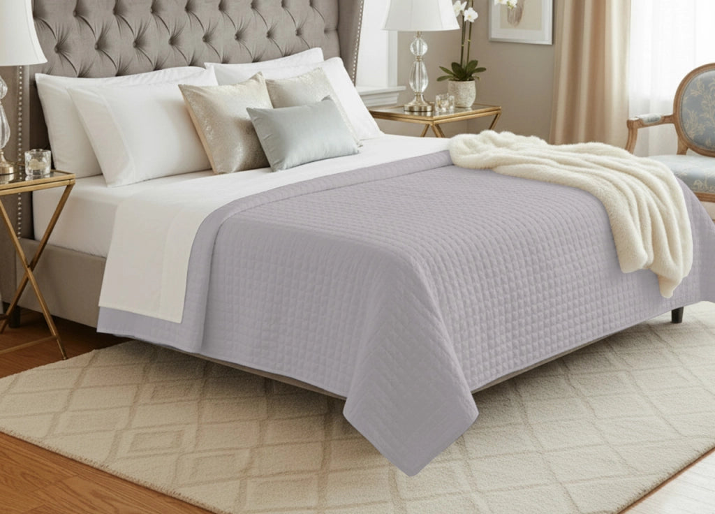 Quilt Trapuntino Piumino Estivo 100gr/mq Raso Cotone Tinta Unita Matrimoniale - Matrimoniale - Perla