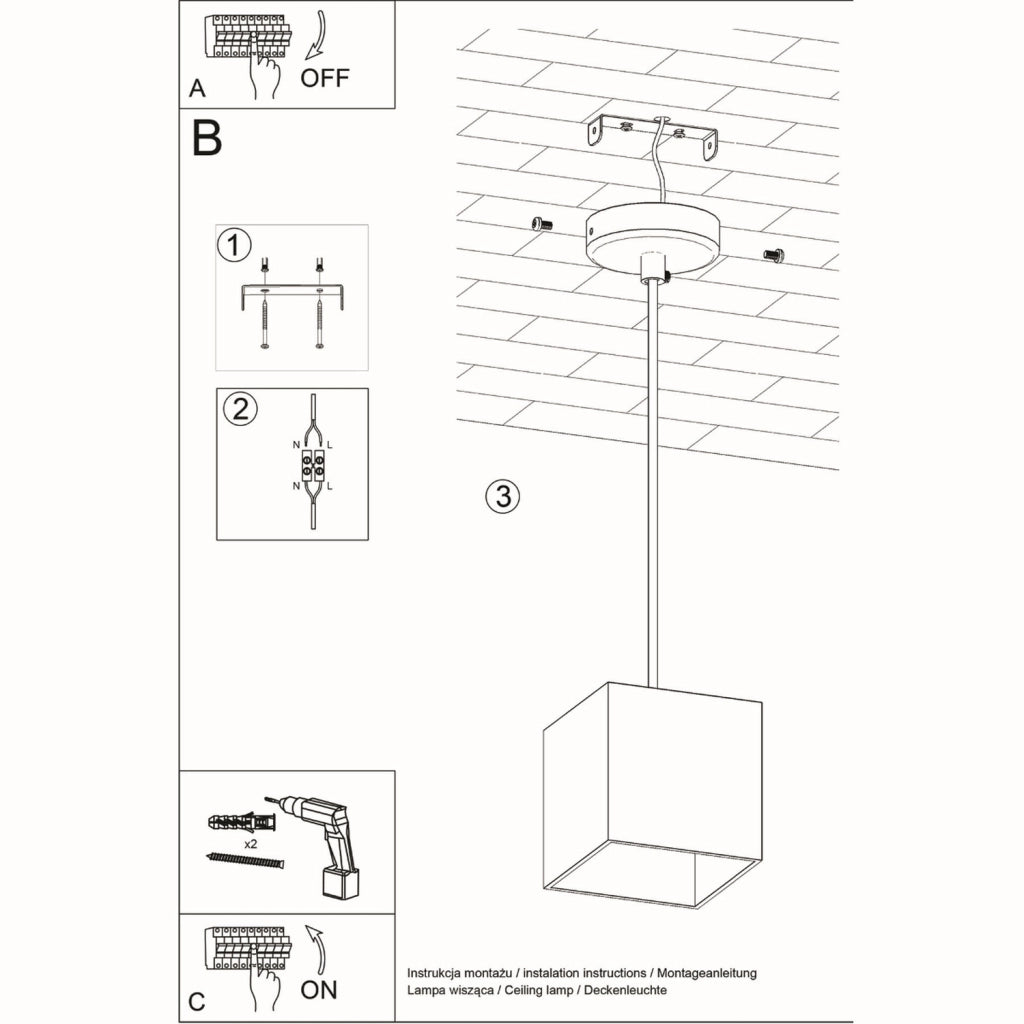Lampada a sospensione QUAD 1 grigio
