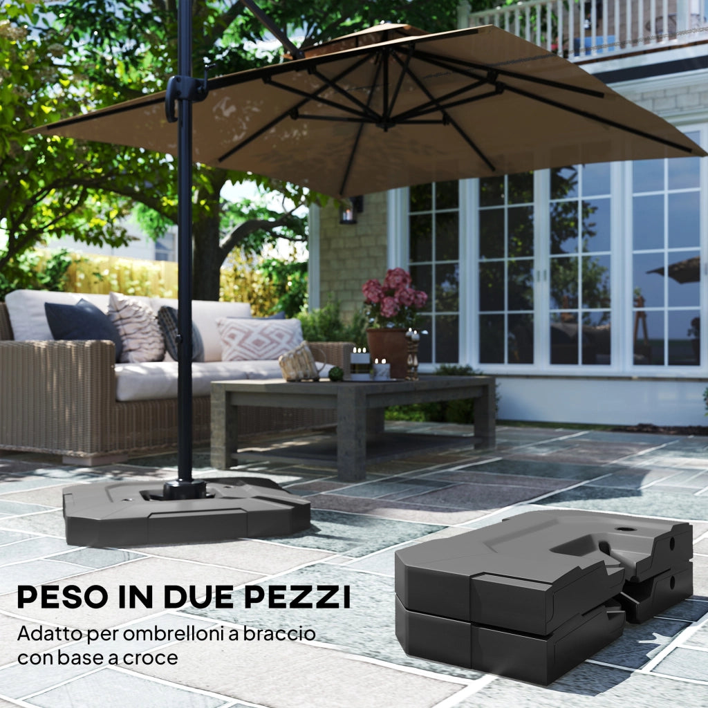 Set 2 Pesi Riempibili per Base per Ombrellone a Sbalzo 101x101x12cm in HDPE Nero
