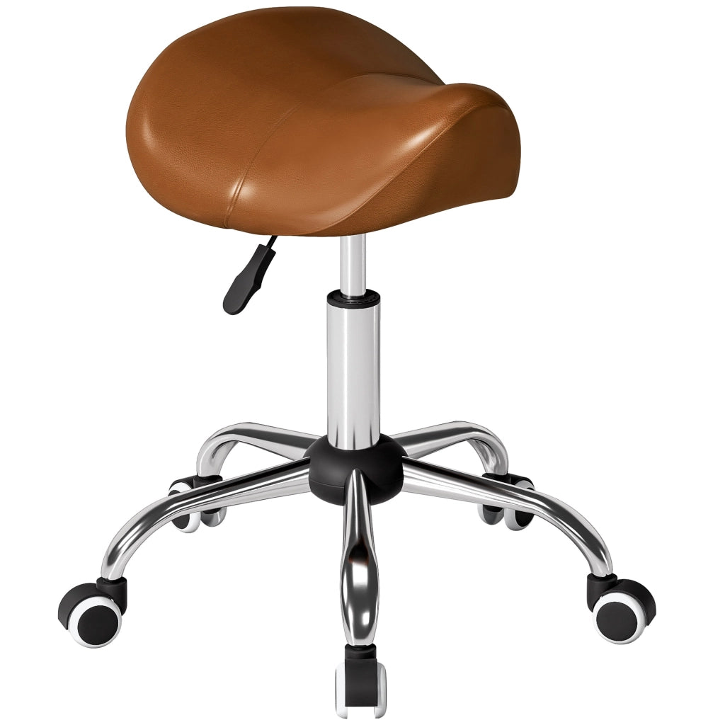 Sgabello da Lavoro Regolabile ¨C Xylo ¨C Altezza 49-61cm Marrone con Rotelle