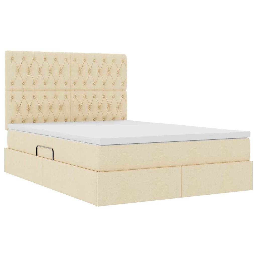Letto con contenitore e materasso Crema 140 x 190 cm Poliestere 3371845