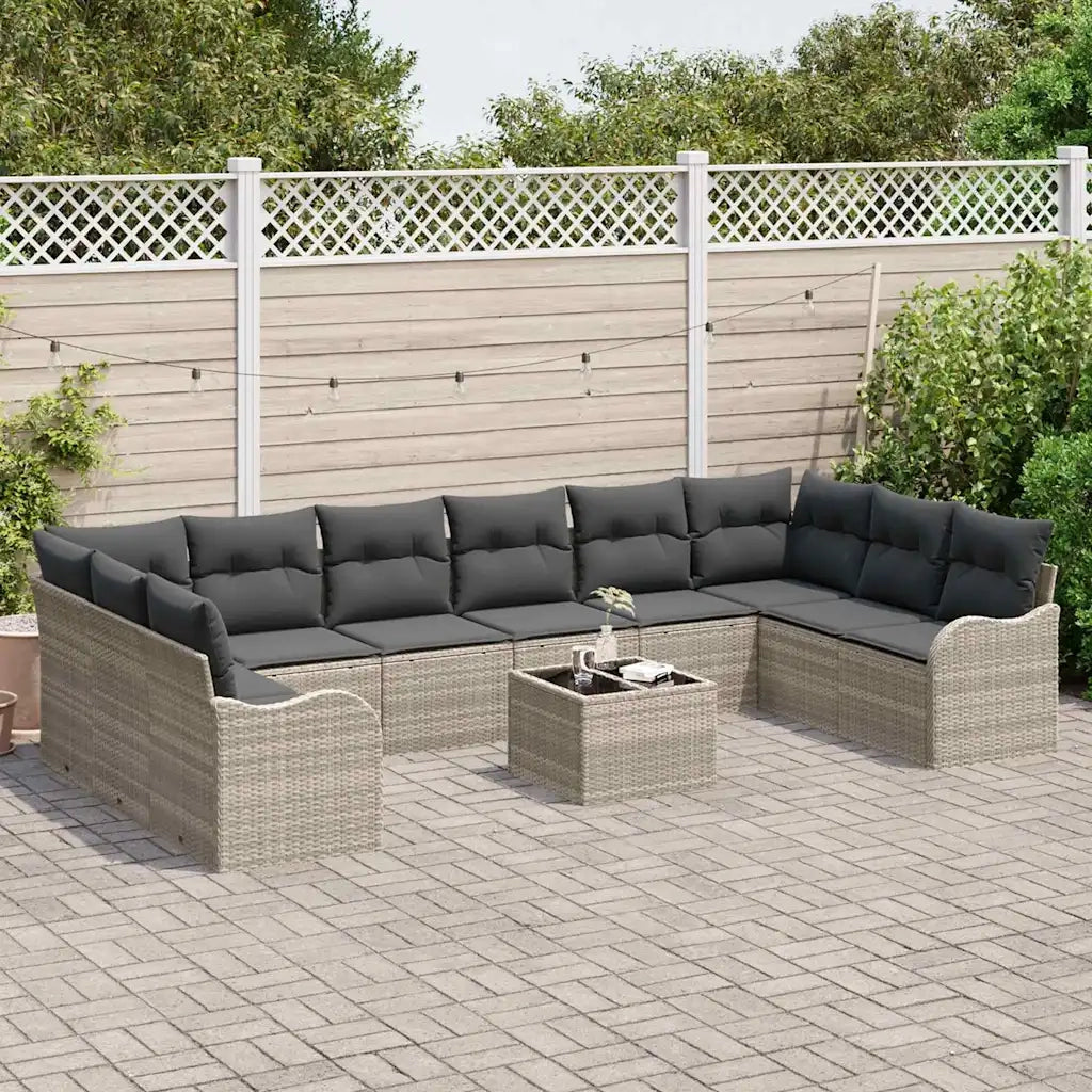Set Divano da Giardino Grigio chiaro polyrattan