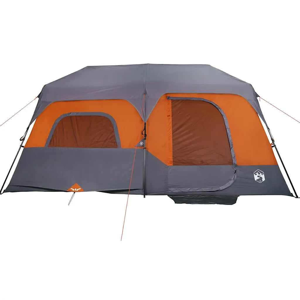 Tenda campeggio | Tenda da campo 9 Persone Grigio e Arancione Impermeabile