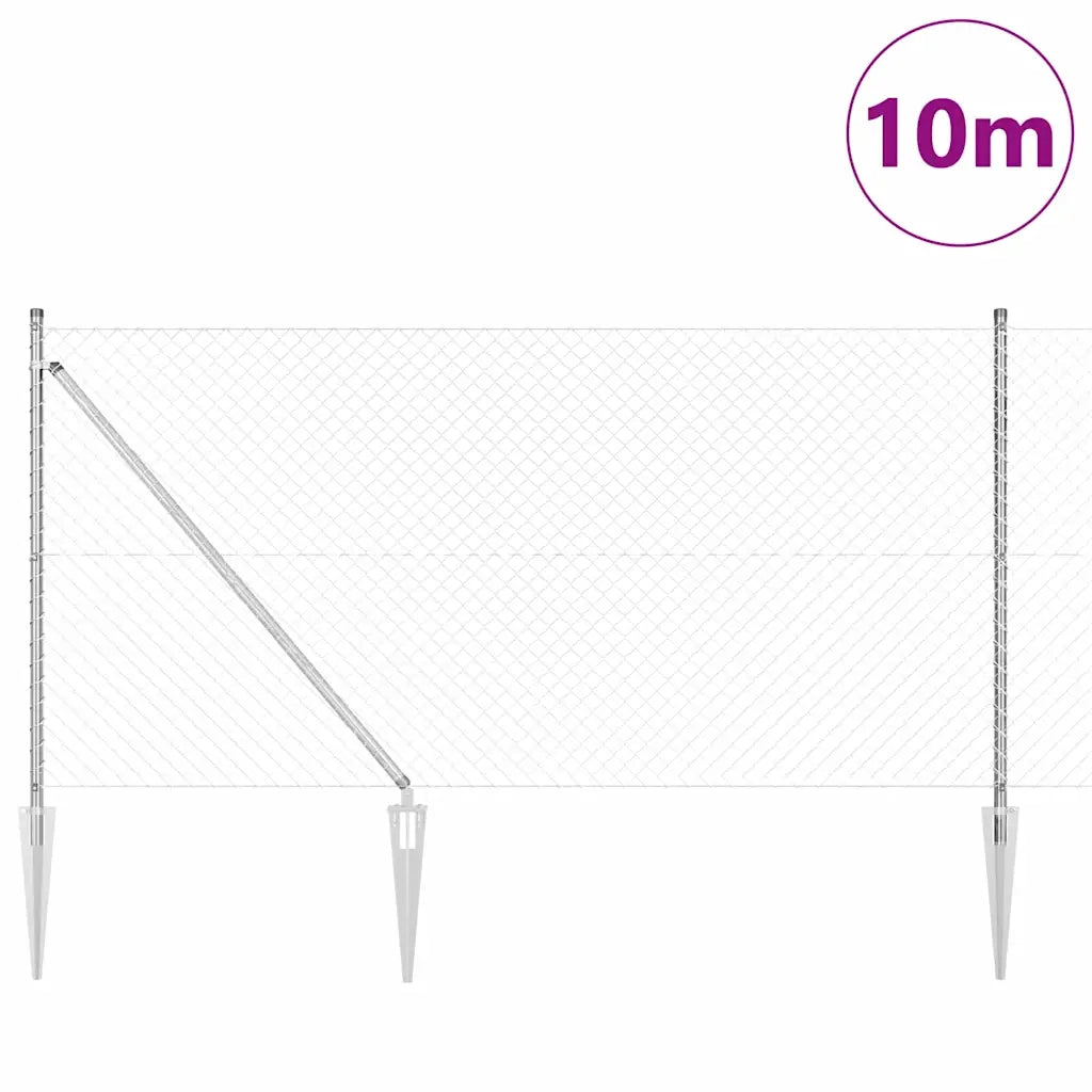 Palo della recinzione | Pannello per recinzione Argento 10 x 1 m (rete 40 x 40 mm)