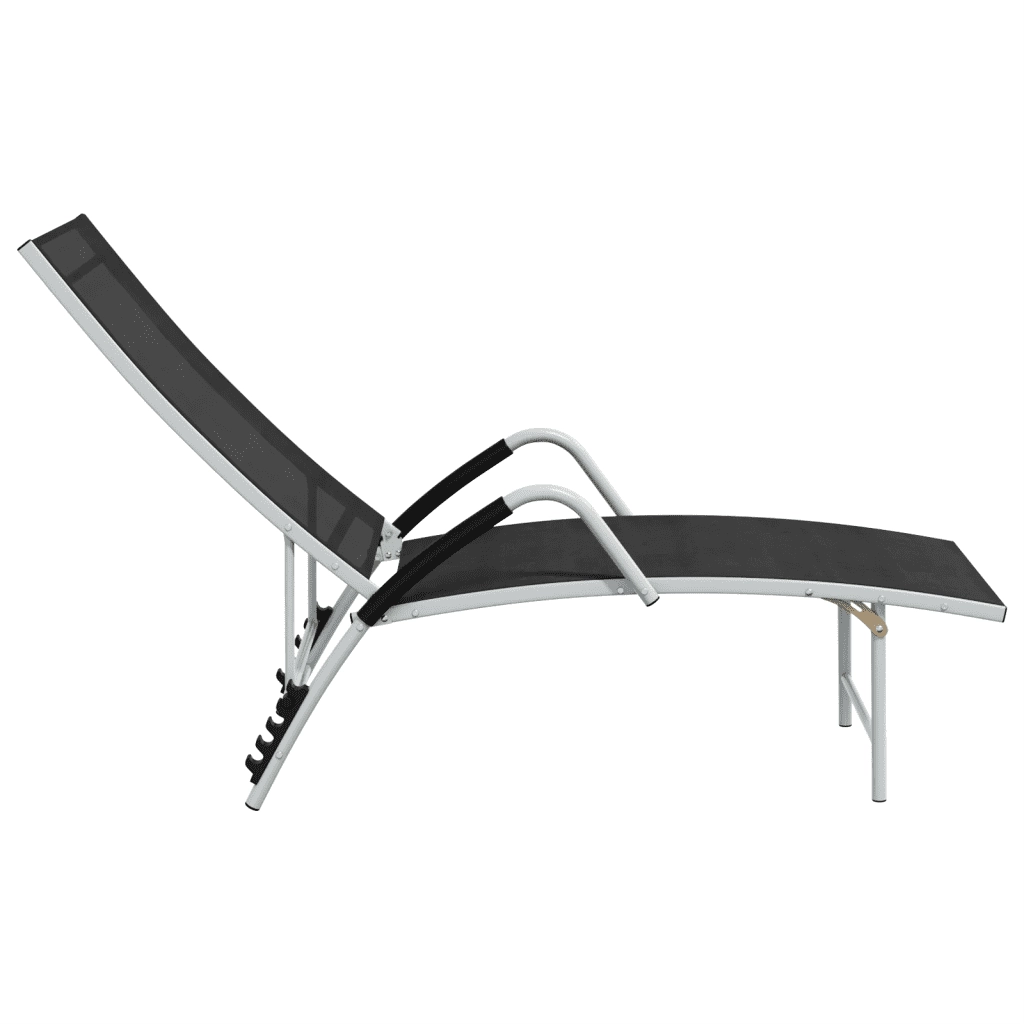 Lettino Prendisole in Textilene e Alluminio Nero 310521