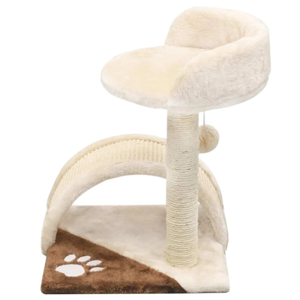 Tiragraffi albero per gatti cuccia per gatti peluche in sisal 40 cm beige e marrone 3702226