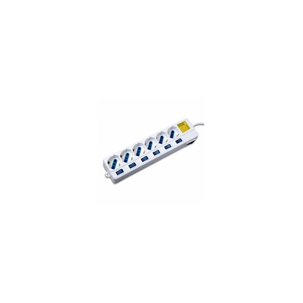 Trade Shop - Multipresa 6 Posti Schuko Bipass 10-16a Con 7 Interruttori Protezione Bambini -