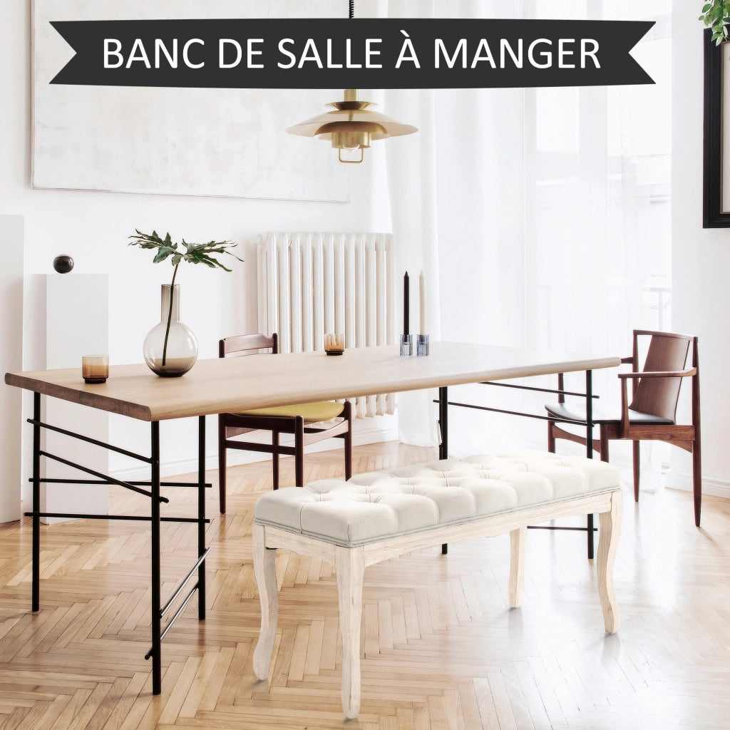 Banc Letto Imbottito ¨C Minimal ¨C Beige Lino Legno 110x