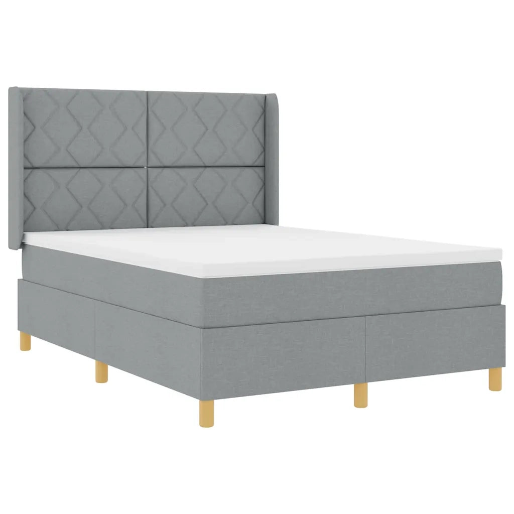 Letto a molle con materasso Grigio chiaro 160 x 200 cm Tessuto