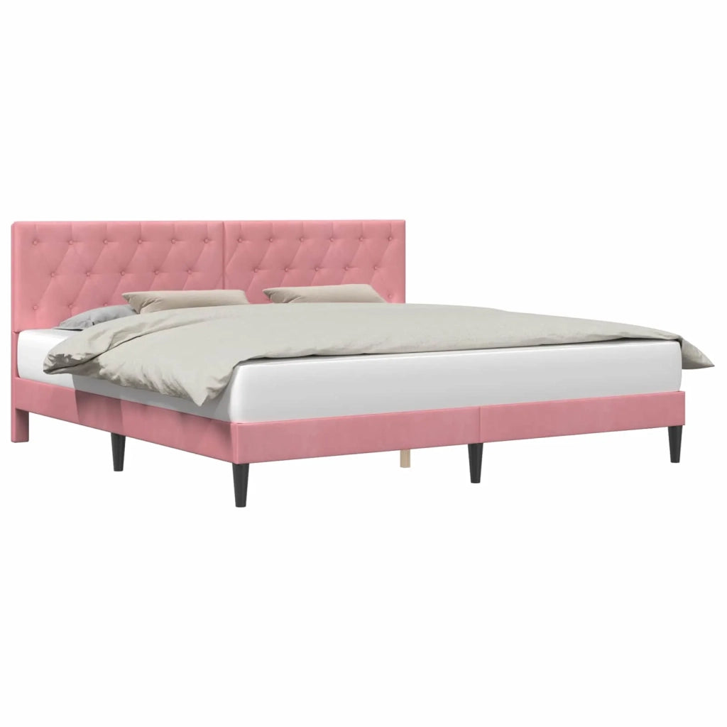 Struttura del letto con testiera-Giroletto Rosa 180 x 200 cm Velluto 196337